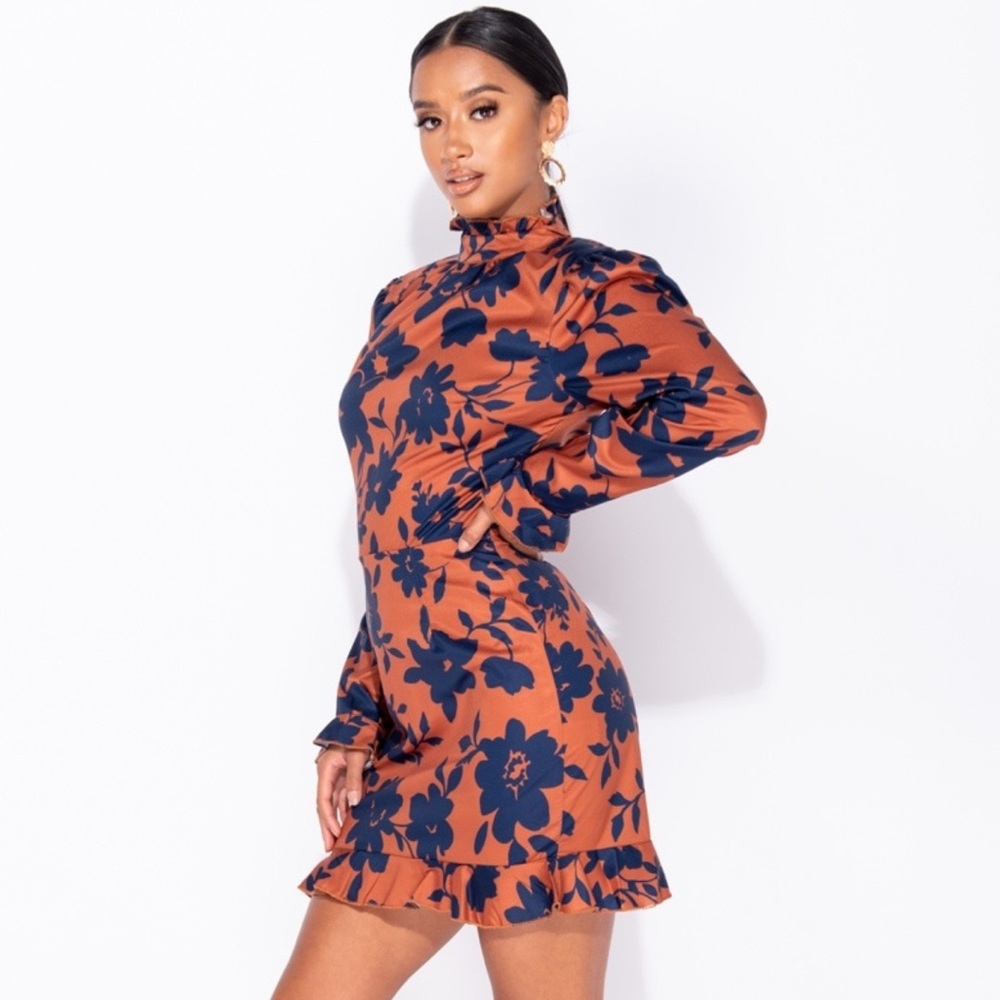 Kiara High Neck Long Sleeve Floral Dress - Picture 5 of 8